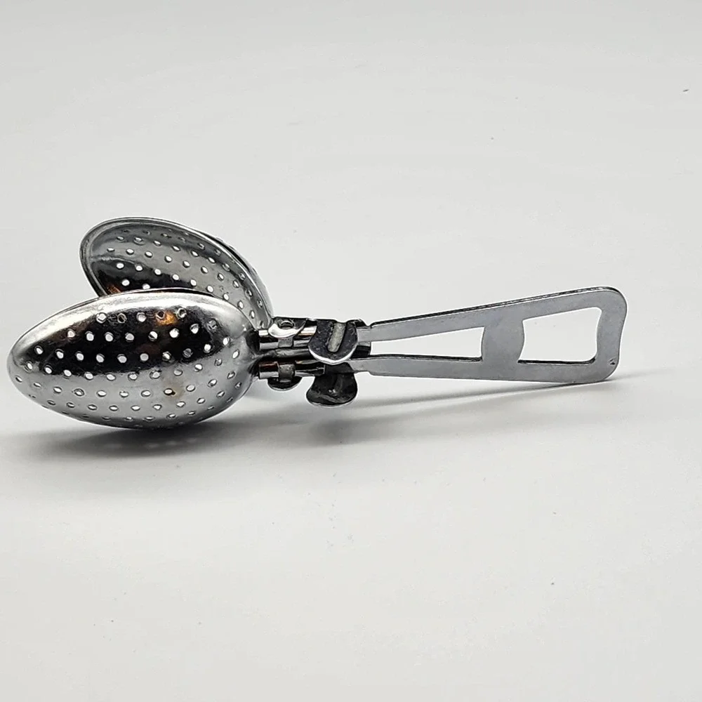 Vtg Tea Herb Infuser Strainer Spoon Steeper Chrome Plated Hinged Lid England